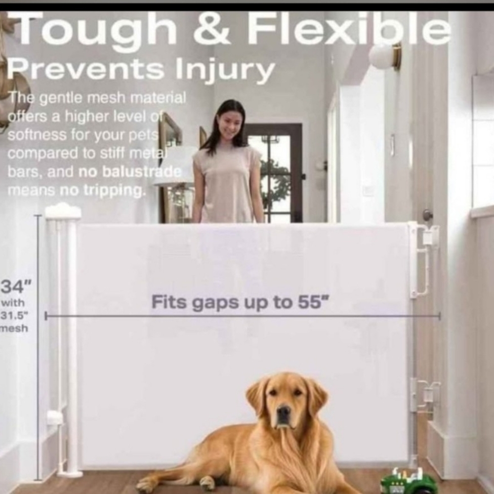 White Mesh Pet Gate
